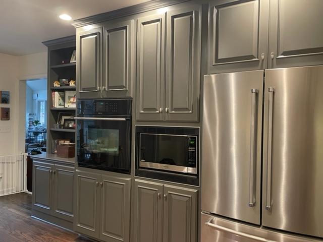 image of a kitchen with grey cabinets